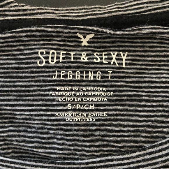 🌿4/$35 🌿AMERICAN EAGLE Soft & Sexy Black & White‎ Striped - Picture 6 of 8